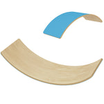 Wooden Balance Board For Kids, Wobble Board With Silent Felt For Sensory Play, Blue