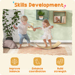 Wooden Balance Board For Kids, Wobble Board With Silent Felt For Sensory Play, Blue